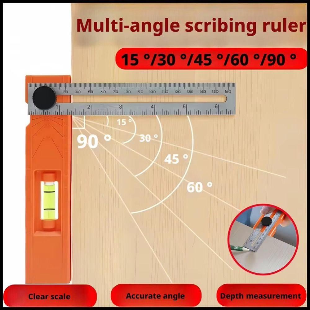Multi-Function Marking Protractor Foldable Depth Measuring Tool Folding Ruler Building Projects