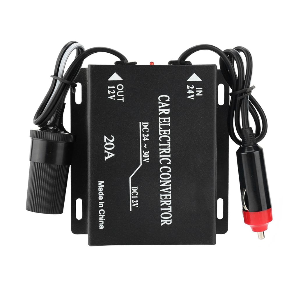 20A Car Power Supply Converter Step Down Transformer 24V To 12V Cigarette Lighter Type