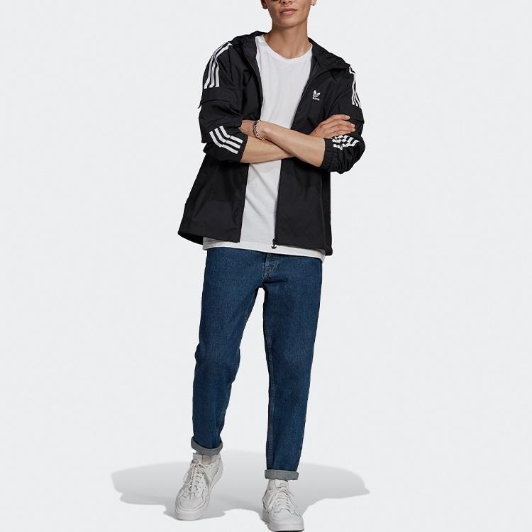 adidas Оригинальная куртка-худи с 3 полосками Wb Fz для мужчин Черная Мужская GN3475