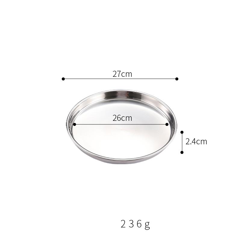 304 Stainless Steel Plate Disc Commercial Golden Flat-bottomed Tray Thickened Cold Skin Sausage Powder Plate Steaming Plate Dish