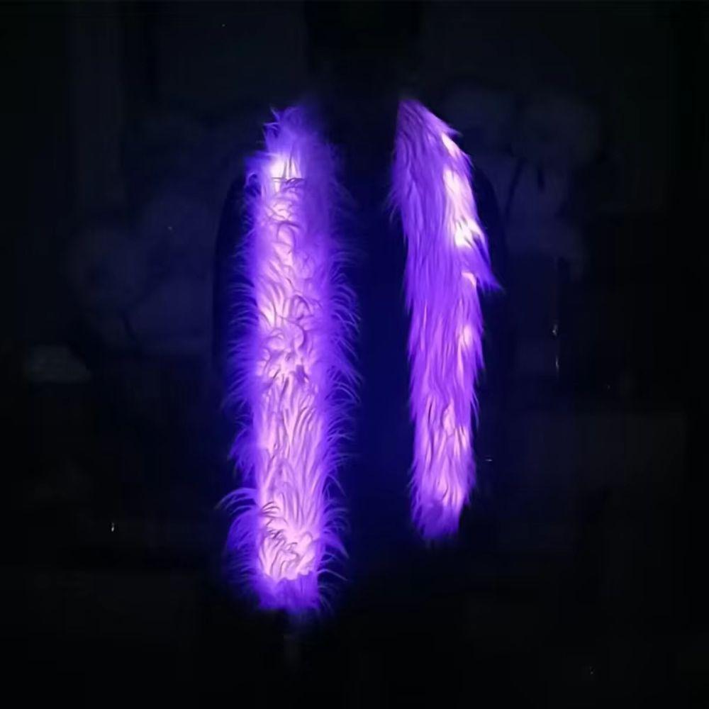 White Plush LED Flash Scarf Light Up Christmas Decoration Shining Luminous Glowing Scarf  Rave