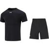 Однотонный топ с набивным рисунком и эластичные шорты, повседневный спортивный комплект для мужчин, черный цвет 23500505-001+22500214-001
