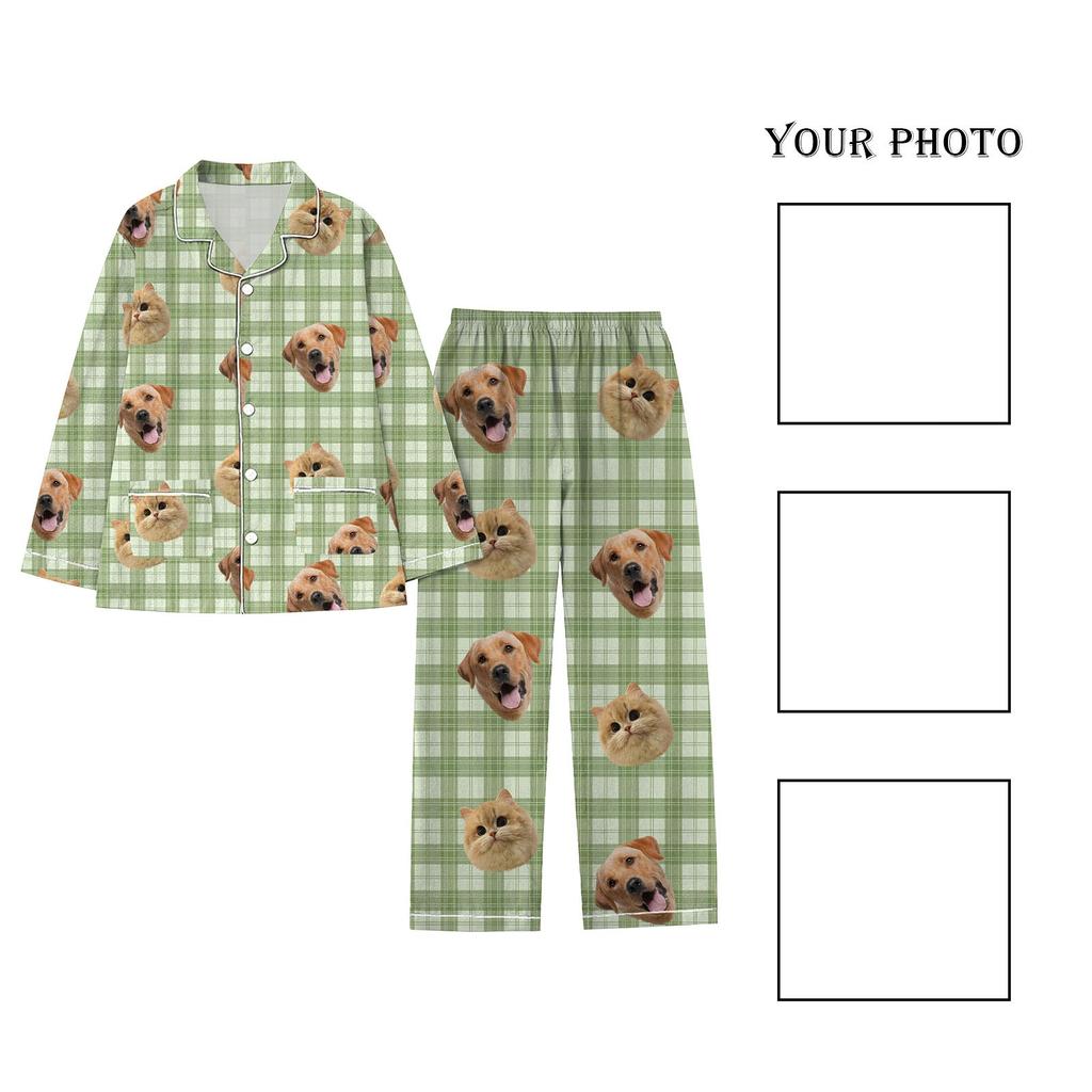 Персонализированные пижамы с лицами для мужчин и женщин, пижамы в подарок для семьи, мамы-кошки, мамы-собачки, индивидуальный рождественский комплект