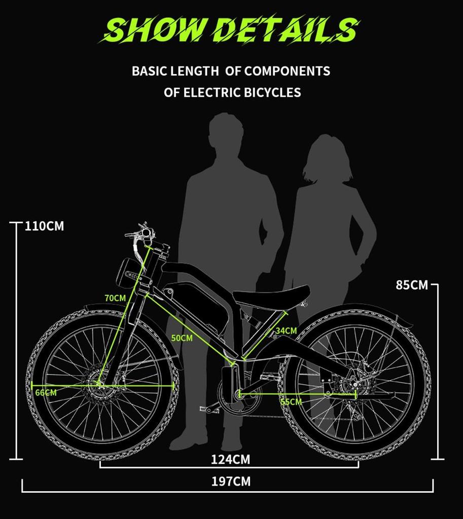 DUOTTS N26 Electric Bike, 750W*2 Motors, 55km/h Max Speed, 26*4.0' Inflatable Tires, 48V 20Ah Samsung Battery, 120-150km Range, Shimano 7-Speed