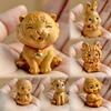 Mini Wood Carving Chinese Zodiac Dog Tiger Dragon Cute Small Animal Statue Handicraft Children's Gift Ornaments