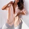 "Women's Solid Color Loose Long-Sleeve Tops - European and American Style"