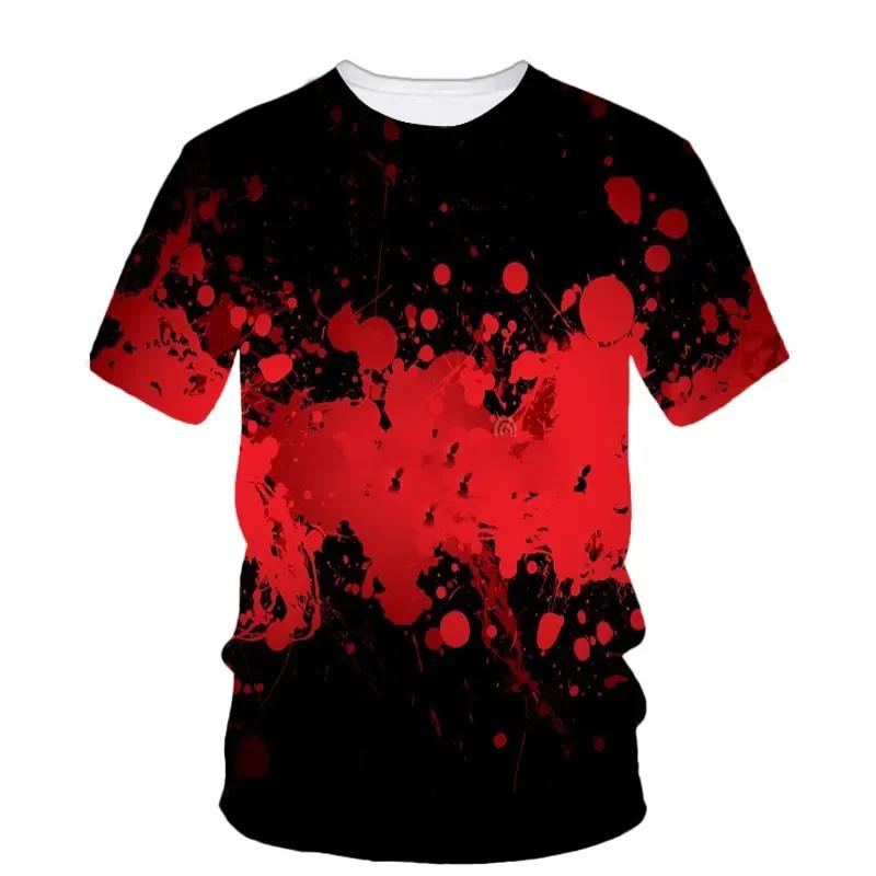 Футболки на Хэллоуин, ужасы, кровавый 3D-принт, мужские и женские футболки с коротким рукавом и круглым вырезом, большие размеры, футболки Harajuku Y2k, топы, детская одежда