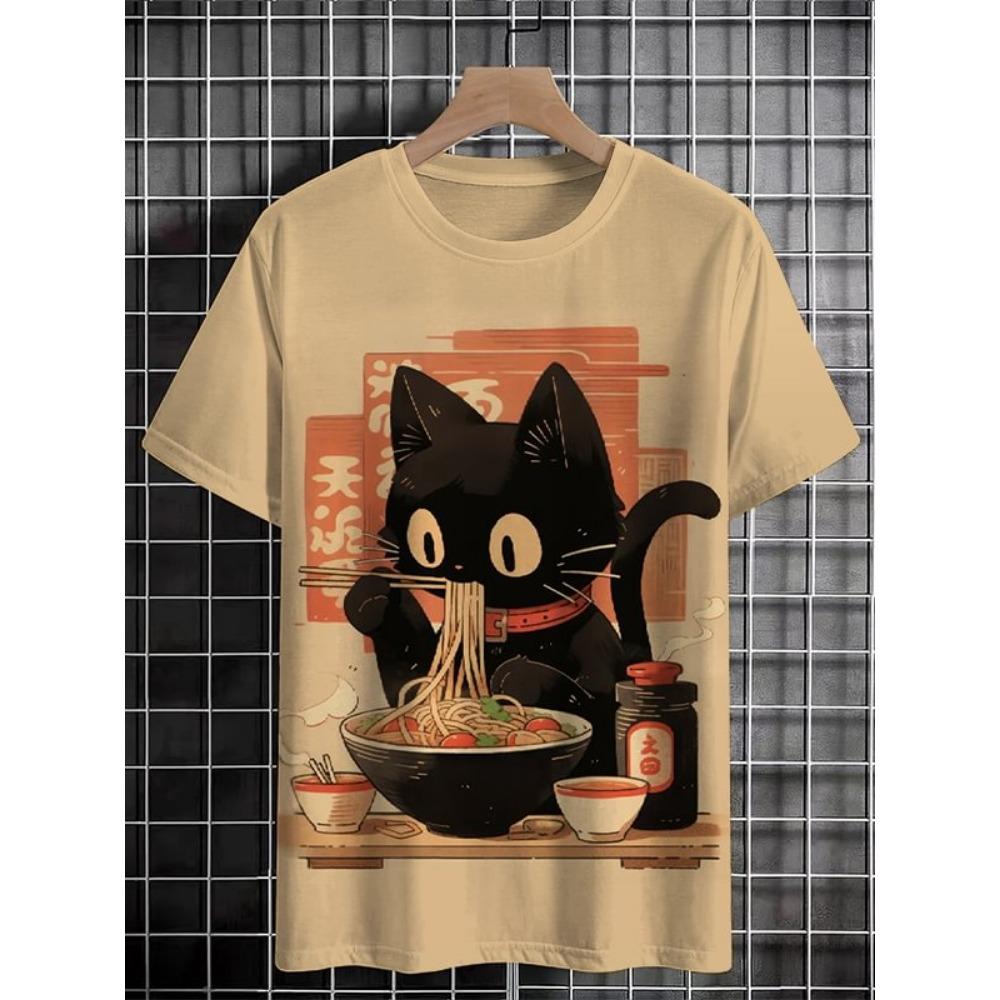 Summer Cartoon Funny Beer Cat 3D Print T-Shirts Men Women Short Sleeve T Shirt Oversized Harajuku Y2k Tops Casual Tees Man Clothing