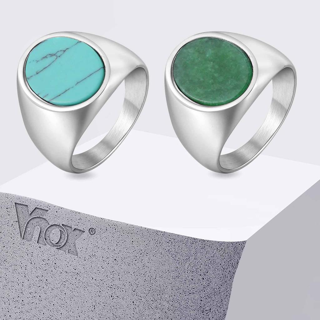 Vnox Кольцо-печатка из нержавеющей стали с бирюзовым авантюрином для мужчин, Панк-рок Овальное кольцо Размеры 7-12, Широкая полоса 17 мм Панк-украшения