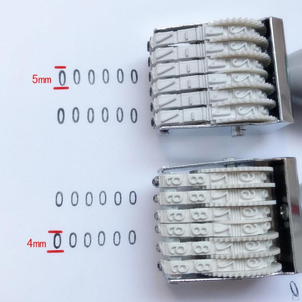 4/5mm Band Rolling Wheel Business Stamps Number Stamp 6 Digits Roller for Office