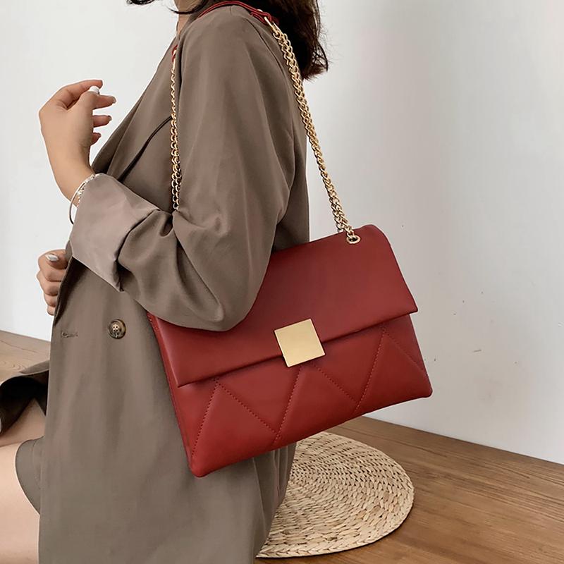 Большая вместимость, модная сумка на цепочке, простая, прочная, квадратная, сумка через плечо, корейский стиль, женская, новая, свадебная сумочка