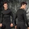 Men's Colorful Quick-Dry Compression Tights Long Sleeve Running Shirt - Breathable Elastic Base Layer for Sports Fitness