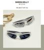 Мужские поляризованные солнцезащитные очки Surround Mirror Swift Oval Sports Солнцезащитные очки Black Silver Y 2K Очки [SHEEN KELLY] Женские