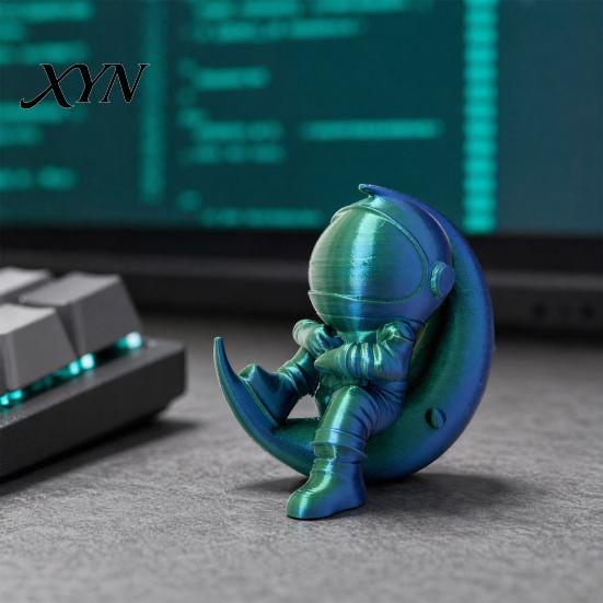 Офисный стол Астронавт Фигурка 3D Печатная Луна Фигурка, Сидящий на Полумесяце Космонавт Украшение Статуэтка, Настольное Украшение для Дома Книжной Полки Мини