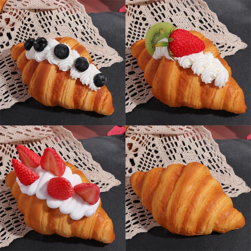 PU Fake Soda Bread Convenient Artificial Bread Simulation Croissant Bread Table Decor