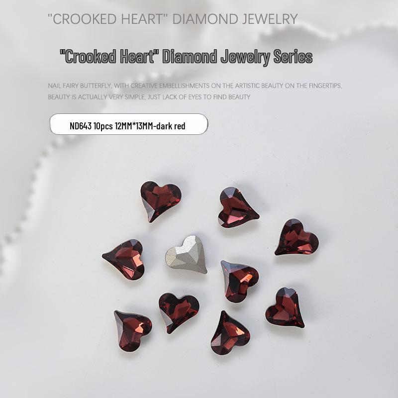 «10 аксессуаров для нейл-арта в форме сердца с заостренным дном, прозрачными и цветными бриллиантами»