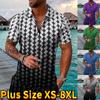 Casual Lapel T-shirt Young Men's Fashion Zipper T-shirt Short Sleeve T-shirt Men's 3D Rhombic Texture Print T Shirt