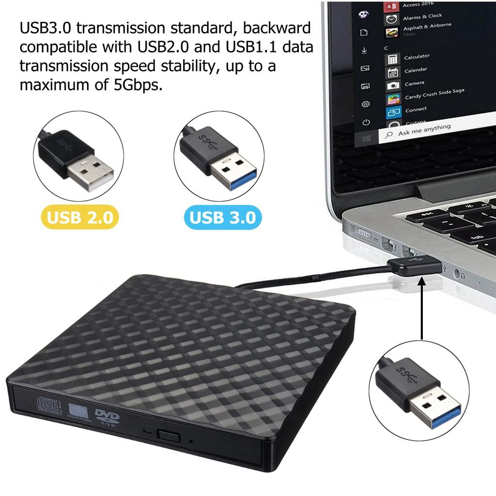 Портативный внешний DVD RW CD-писатель USB3.0 Тонкий оптический привод Пишущий привод Читатель Плеер Тип лотка Для ПК Ноутбука
