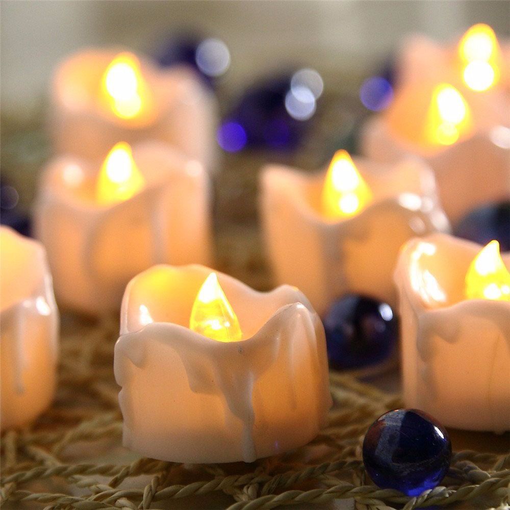 Для Рождества Хэллоуина беспламенные электрические свечи светодиодные чайные свечи желтые мерцающие свечи на батарейках