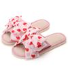 Elegant Home Linen Slippers Breathable Sandal Slippers Female Summer Indoor Fabric Slippers Love Bow Comfortable Slippers Home Shoes Slippers Pink