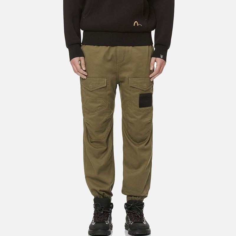 Evisu SS21 Повседневные джинсы-джоггеры с вышивкой чайки Мужские брюки Военно-зеленый 2ESGNM1JO153WVOLVX