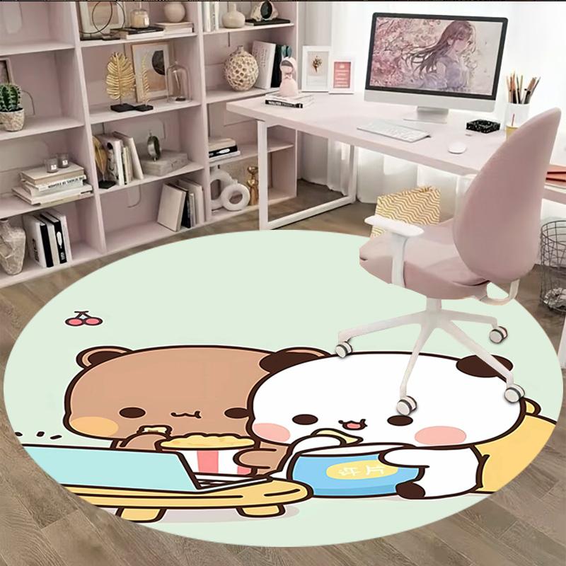 1pc Yier BuBu Bear3 Print Round Carpet Chair Round Carpet Suitable for Bedroom Living Room Home Decorative Carpet