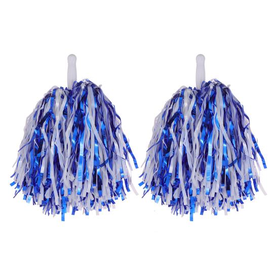 2Pcs Cheerleader Pom Poms Metallic Foil Cheerleader Pom Poms Hand Flowers with Handle for Sports Competitions Celebrations