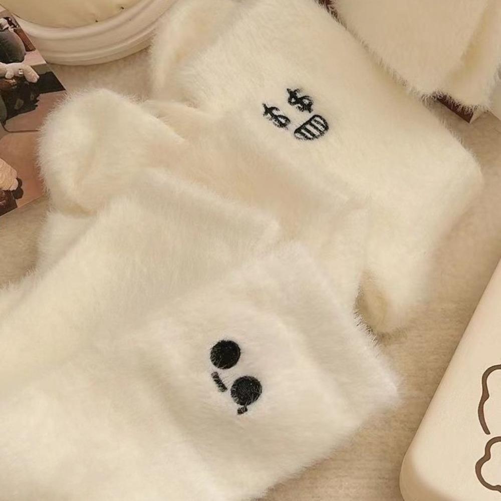 2 пары женских зимних плюшевых носков, утолщенные носки-подследники, милые носки из норковой шерсти, для дома