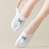 3Pairs Breathable Two Toe Boat Socks Invisible Split Toe Ankle Socks Sweet Bow Socks  Summer