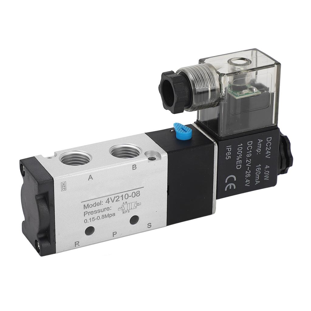 Электромагнитный пневмораспределитель 2-позиционный 5-линейный Алюминиевый сплав Высокая точность Пневматический реверсивный клапан DC24V PT