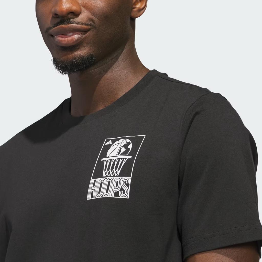 adidas Футболка с круглым вырезом и логотипом Hoops, короткий рукав, мужская, топ KC9255