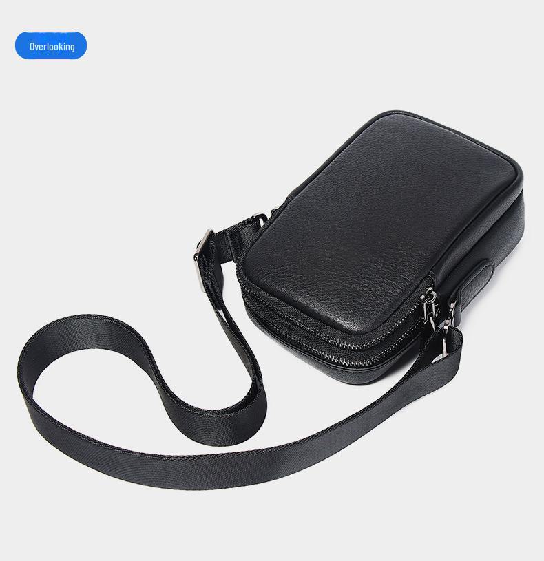2024 Мужская универсальная модная сумка-мессенджер из коровьей кожи - маленькая, повседневная, удобная для мобильного телефона