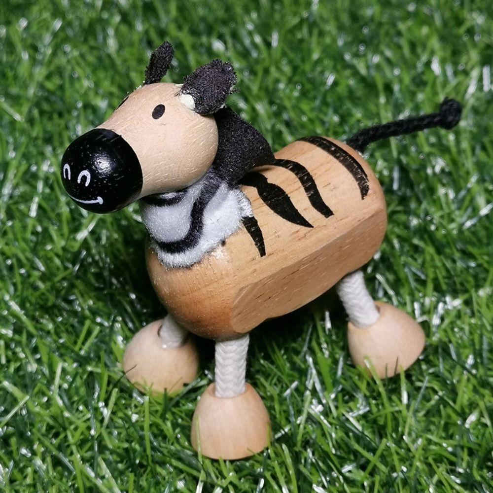 Giraffe Lion Wooden Animal Toys Movable Joint Bendable Wild Animal Figure Children Toys
