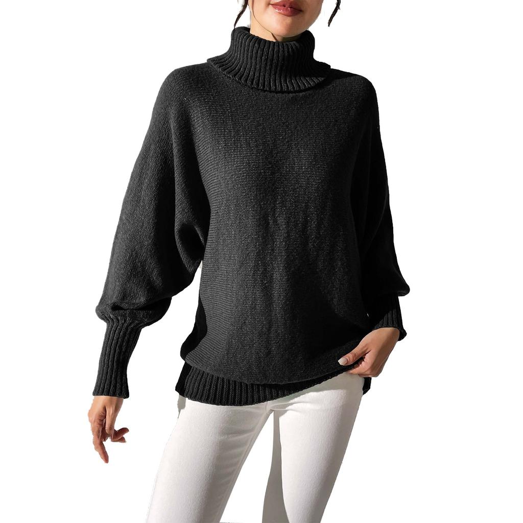 Women's Casual, Fashionable, Comfortable, Solid Color, Minimalist Top, High Collar, Turtleneck Sweatermin