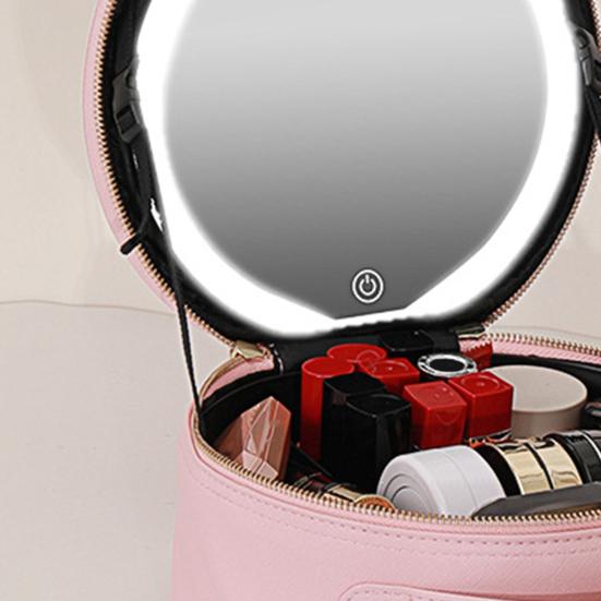 Дорожная косметичка с зеркалом с подсветкой, перезаряжаемая светодиодная косметичка-органайзер с регулируемыми разделителями, портативный футляр для косметики