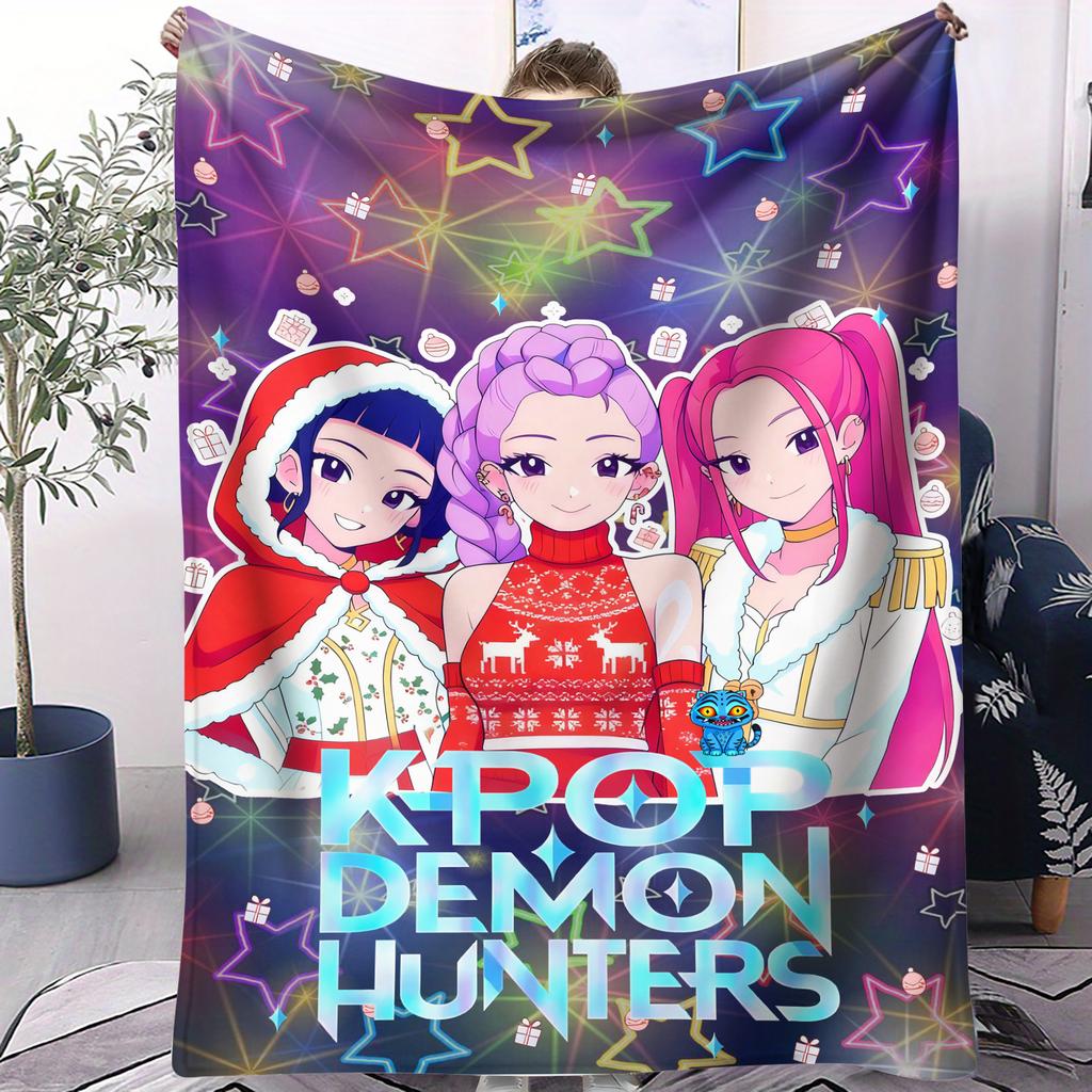 K-Pop Охотники на демонов Huntrix Одеяла Качество Зима Мягкое Теплое Плед Одеяло Девочки Мальчики Подарки Одеяла для дивана кровати Рождественские подарки