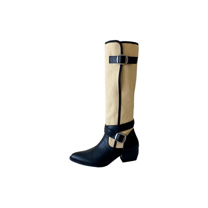 Autumn and winter new pointed thick heel high heel temperament thin French fashion sexy beautiful boots black