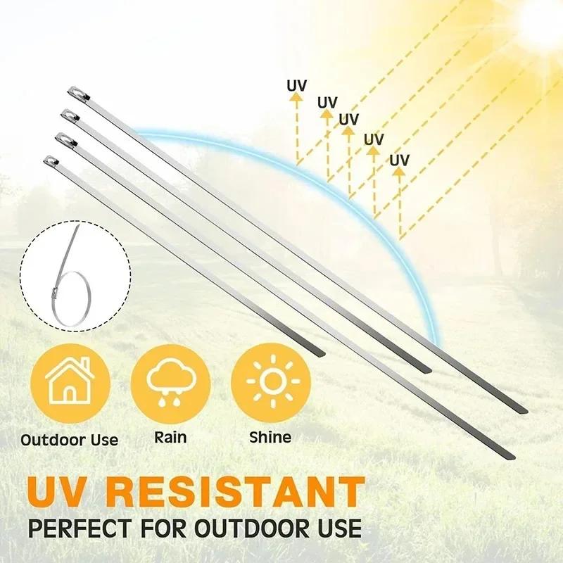 Оптовая продажа металлических самоблокирующихся кабельных стяжек, многоразовые, прочные, кабельные стяжки, органайзер, многофункциональный, нержавеющая сталь, застежка-молния