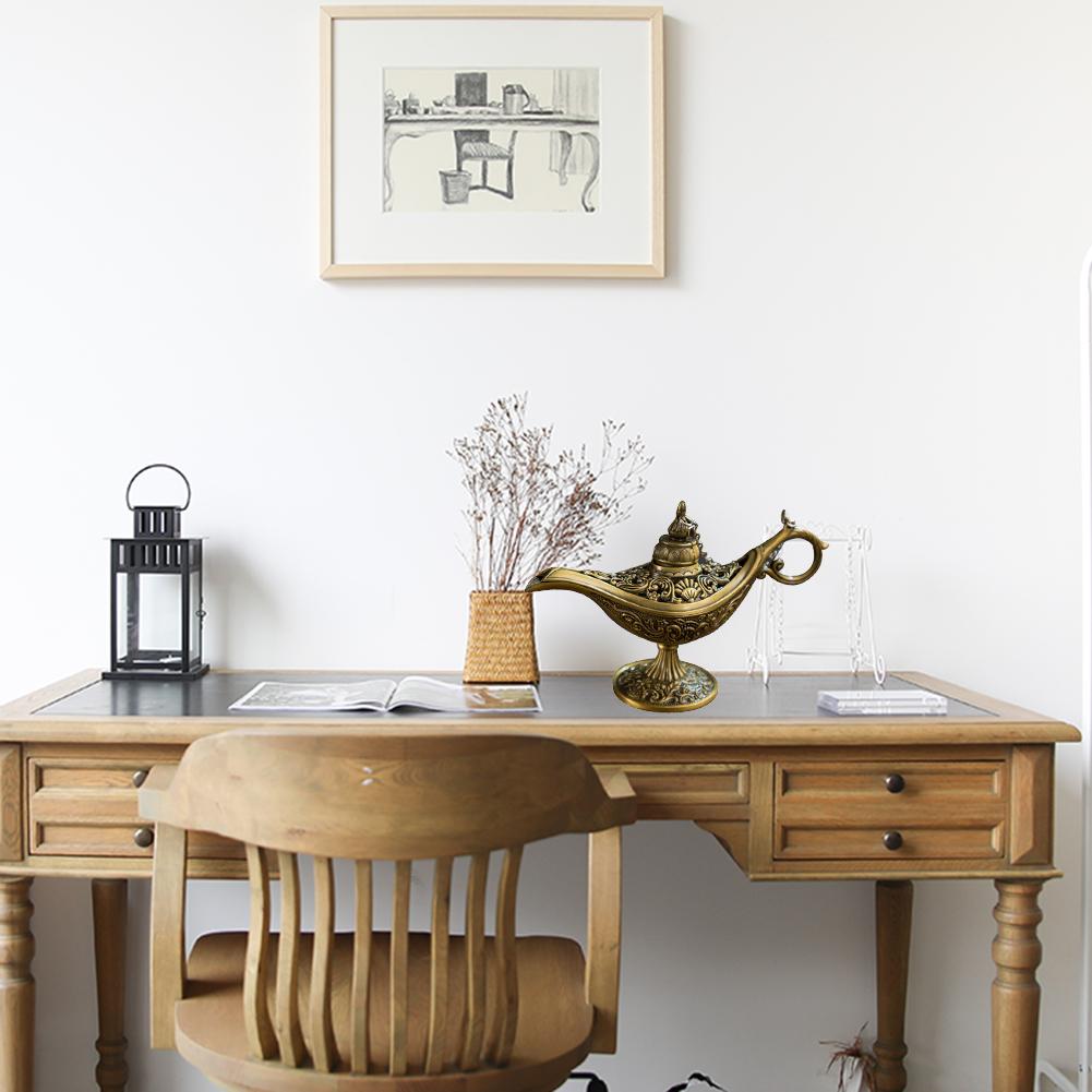 Vintage Aladdin Lamp Fairy Tale Home Desk Ornament Decor (Ancient Copper)