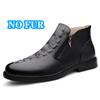 FashionGenuine Leather Men Snow Boots Outdoor High Top Shoes Luxury Male Ankle Boots Warm Plush Fur Winter Chelsea Boots Business Shoes