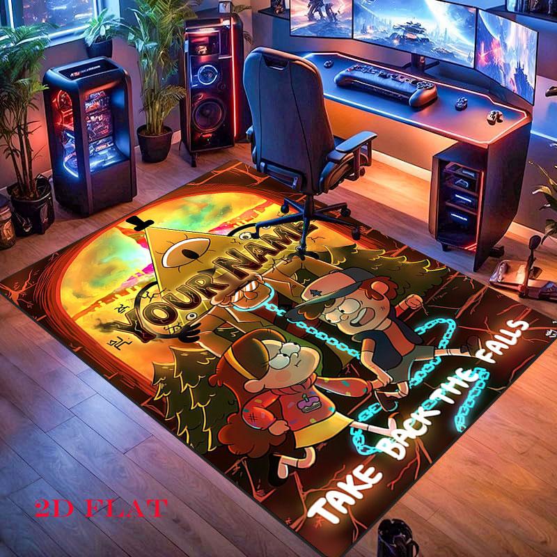 Vlastní koberec Gravity Falls pro obývací pokoj, ložnici, domácí dekoraci pohovky, protiskluzová podložka na hraní pro děti