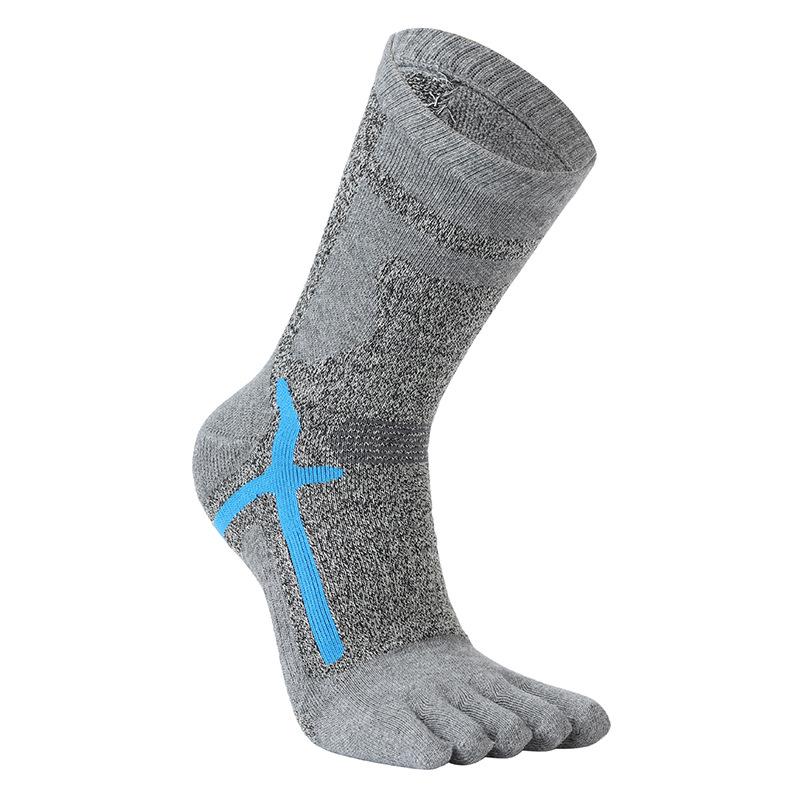 Men's Winter High-Top Split-Toe Towel Socks - Thick Terry, Sweat-Absorbing, Five-Finger Design for Sports