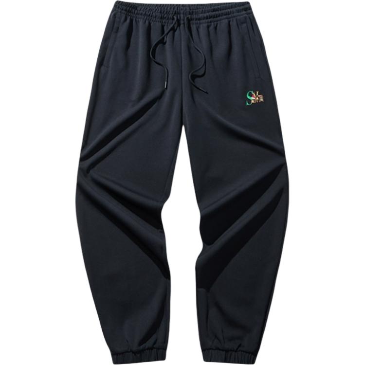 Anta Удобные Повседневные Простые Свободного Кроя Вязаные Спортивные Штаны Мужские брюки Базовый Черный 972511302-3