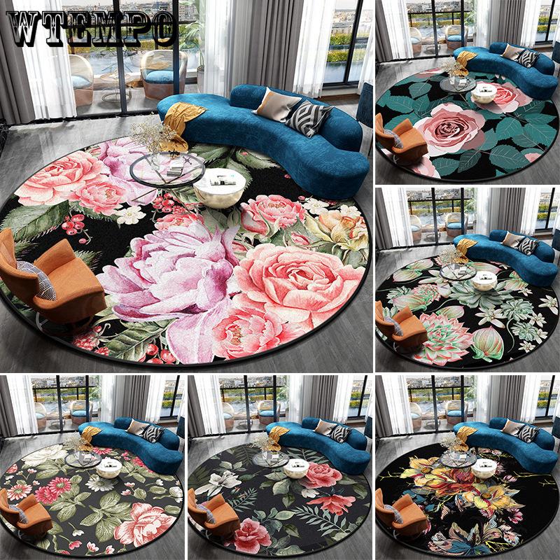3D Flower Round Carpet Living Room Decoration Floor Mats for Home Bedroom Anti-SlipPlayroom Decor Rug Non-slip Mat