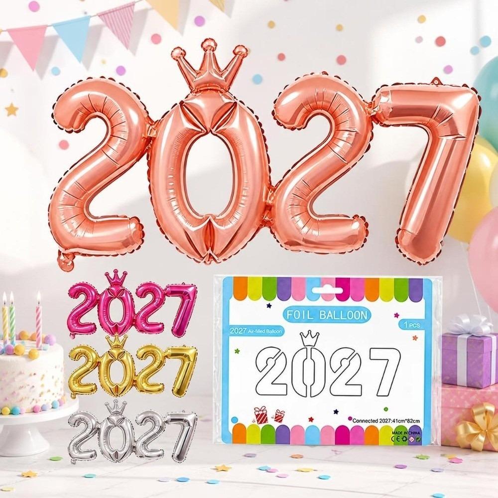 2027 Number Foil Balloons Gold Foil Digit Foil Balloon Crown Foil Balloon Celebration Events