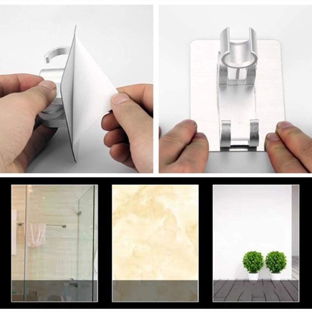 Silver Wand Holder with 2 Hanger Hooks Mount Bracket Adjustable Shower Head Holder For Bathroom