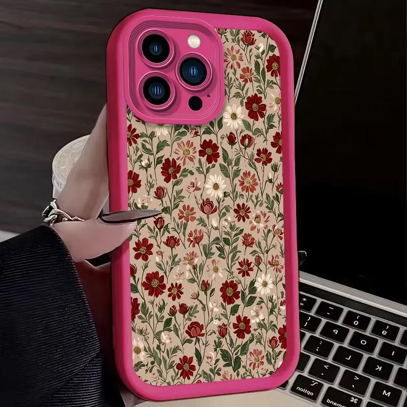 Чехол для телефона в ретро-стиле с цветочным узором для iPhone 16e 16 Pro Max 15 14 Plus 13 12 Mini 11 Pro, противоударный, силиконовый, с мягкой задней крышкой