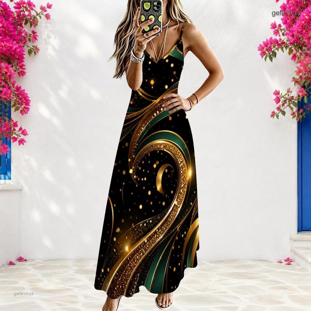 Women Plus Size White Purple Printed Sleeveless V Neck Strappy A Line Long Dress
