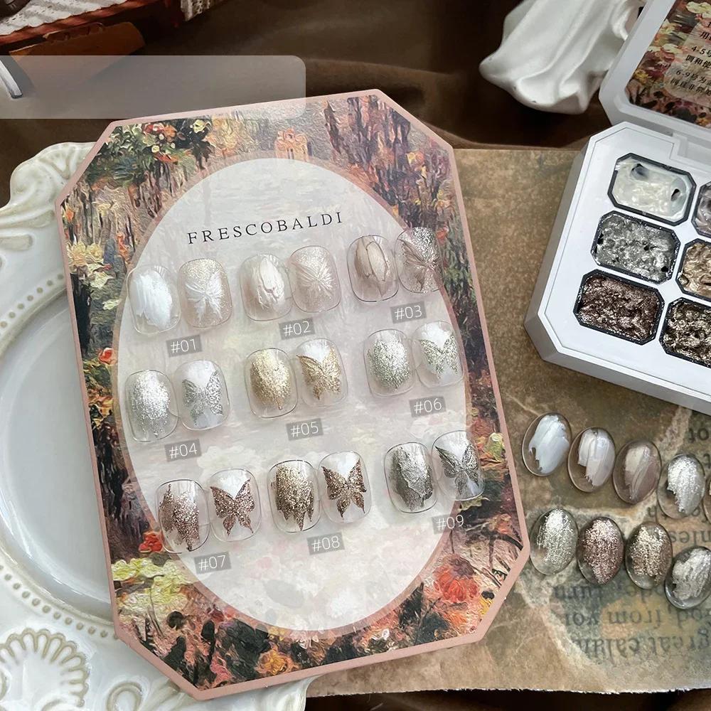 9Colors Aurora Powder Shell Glitter Fairy Powder Популярность Brocade Powder Solid State Nail Art Solid Nail Art