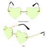 Cosplay Costume Rimless Heart Sunglasses Pink Hippie Sunglasses Metal Sun Glasses Heart-Shaped